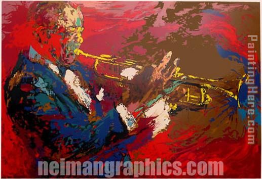 the jazz player painting - Leroy Neiman the jazz player art painting